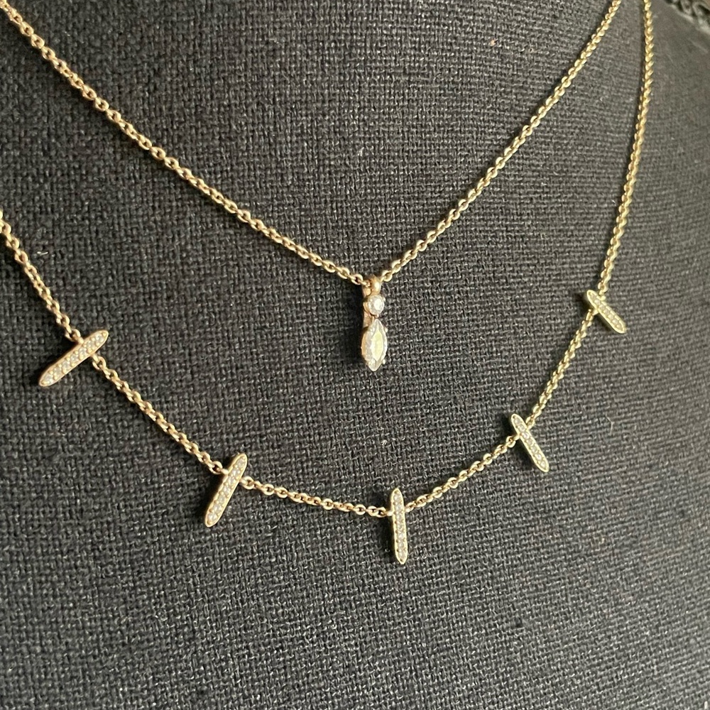 Vintage Gold Layered Pave Cross Bar Necklace - Elegant Gold Necklace